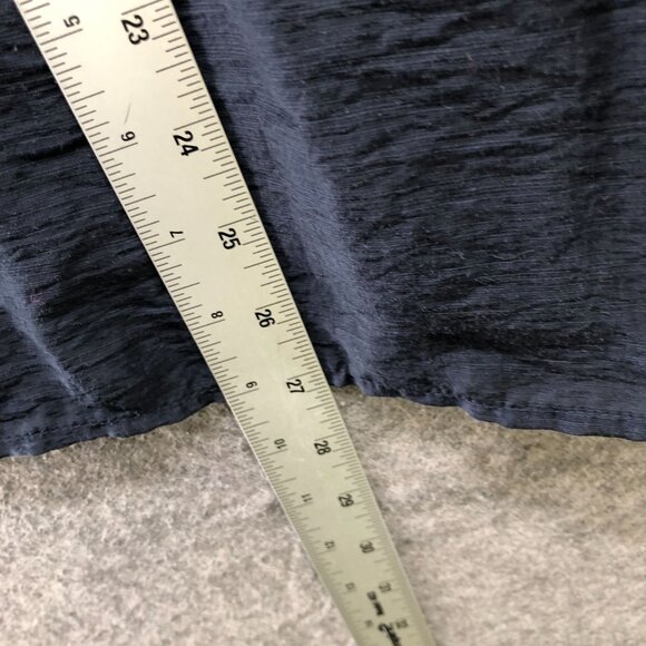 MNG Mango Crinkle Shirt Womens XS (2) Navy Blue Short Sleeve Relaxed Button Up - Picture 8 of 8